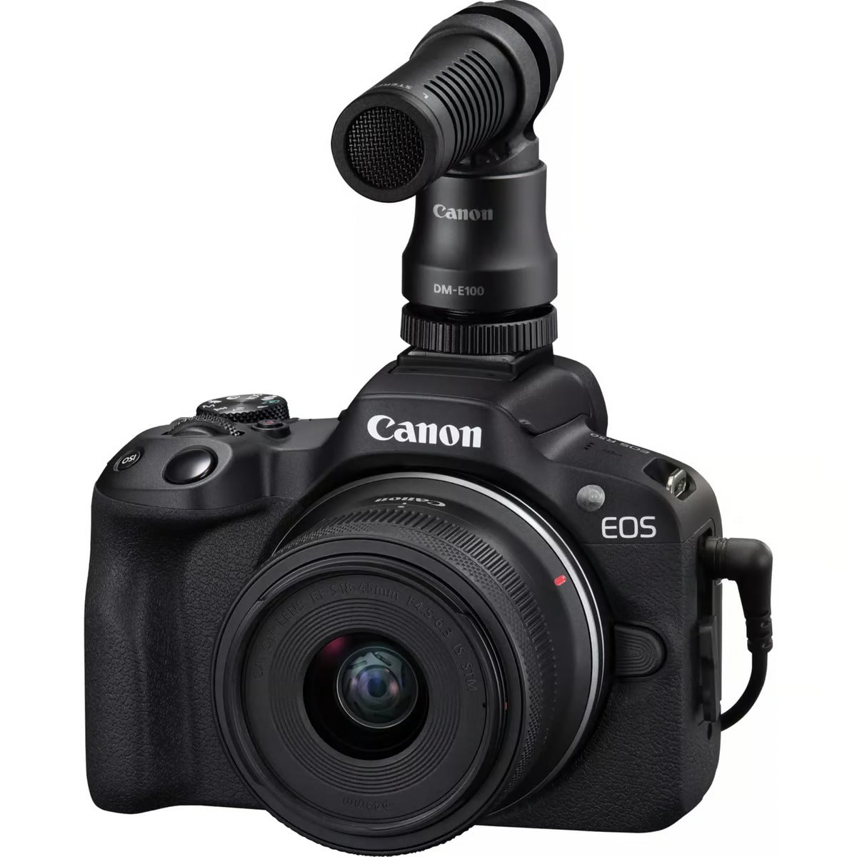 مجموعة إنشاء المحتوى لكاميرا Canon EOS R50 بدون مرآة بدقة 24.2 ميجابكسل مع RF-S، وعدسة 18-45 مم، وعدسة IS STM
