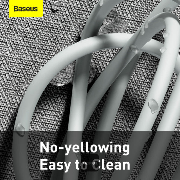 مجموعة كابلات البيانات Simple Wisdom من Baseus USB إلى Lightning 2.4A، قطعتان بطول 1.5 متر - أبيض