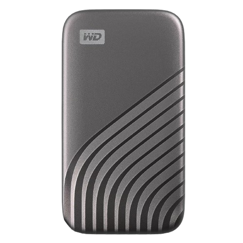 قرص My Passport™ SSD سعة 500 جيجابايت باللون الرمادي الفضائي، سرعة قراءة 1050 ميجابايت/ثانية، سرعة كتابة 1000 ميجابايت/ثانية، متوافق مع أجهزة الكمبيوتر الشخصية وأجهزة Mac
