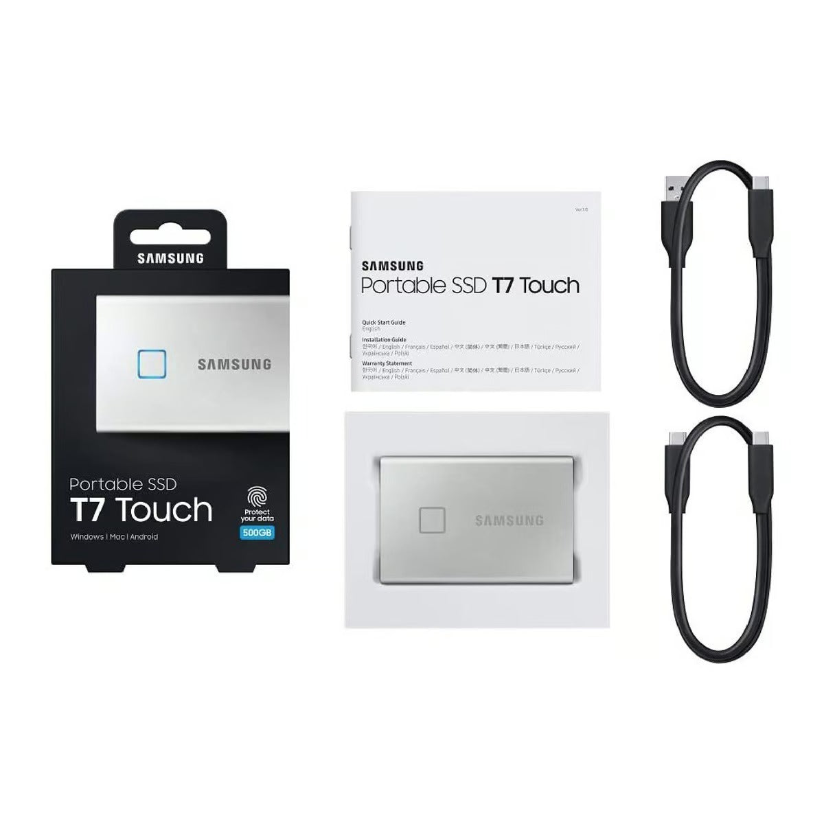 سامسونج تاتش SSD محمول T7 PC500S سعة 500 جيجابايت فضي