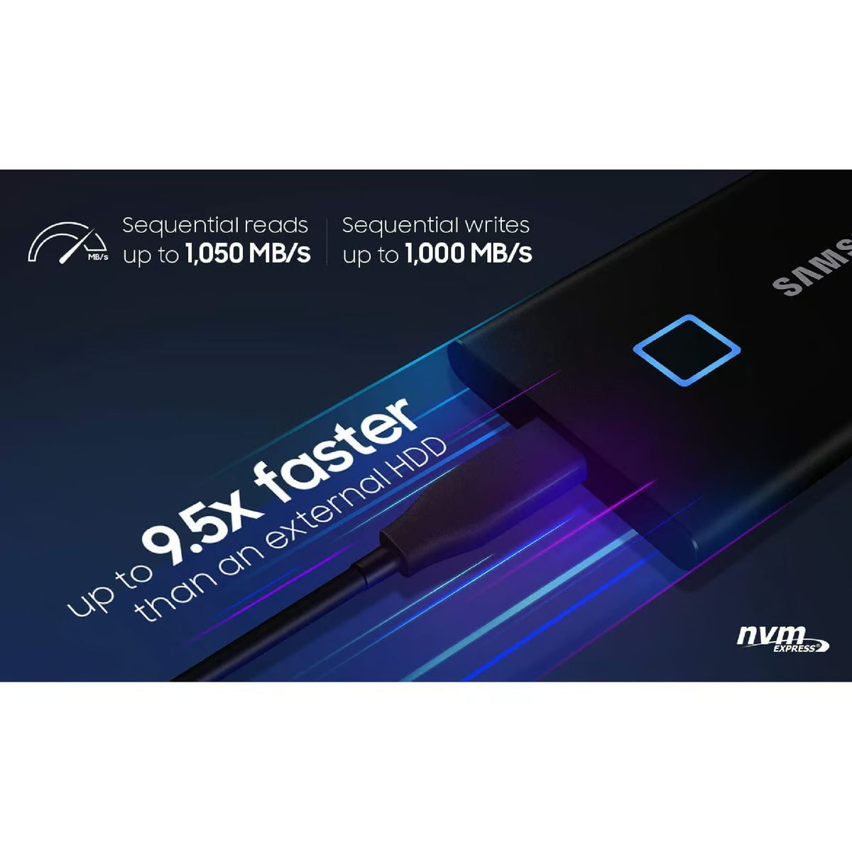 سامسونج تاتش SSD محمول T7 PC500S سعة 500 جيجابايت فضي