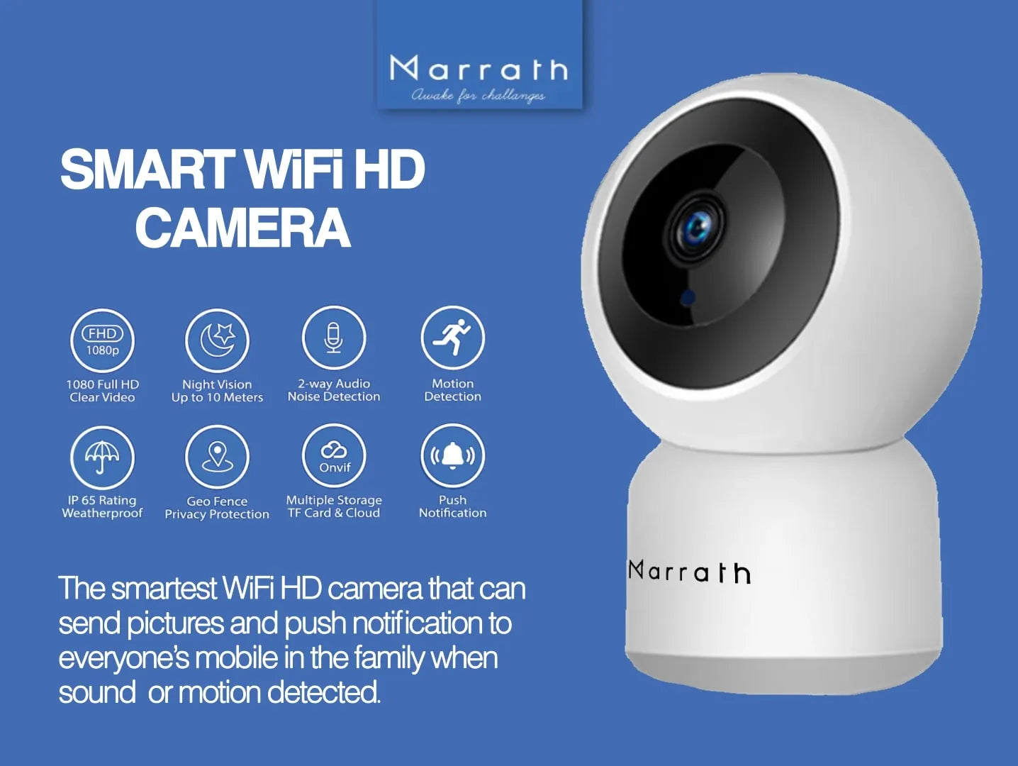كاميرا Marrath Smart WiFi 1080P Full HD IP PTZ CCTV Video Auto Tracking Camera