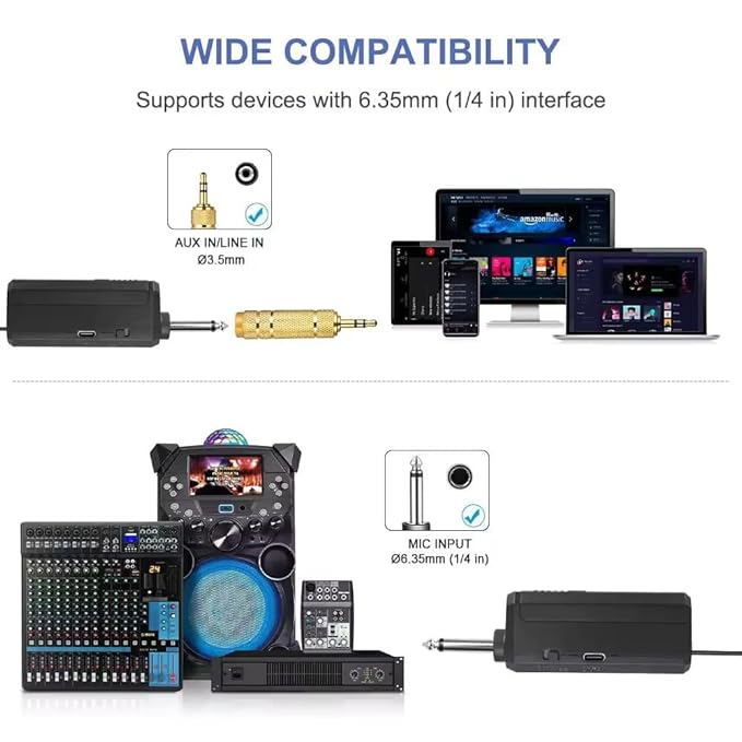 ميكروفون لاسلكي مزدوج مع جهاز استقبال قابل لإعادة الشحن