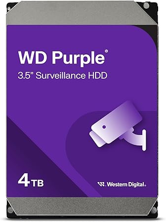 محرك الأقراص الصلبة الداخلي للمراقبة WD Purple من Western Digital بسعة 4 تيرابايت مقاس 3.5 بوصة SATA بمعدل نقل يصل إلى 175 ميجابايت/ثانية