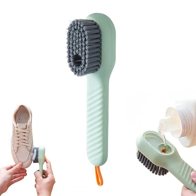 Liquid Adding Soft Fur Cleaning Brush, Multifunctional Shoe Brush with Liquid Box