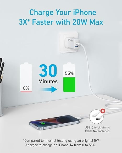 شاحن حائطي Anker 20W بمنفذين A2348K21