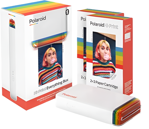 Polaroid Hi-Print 2x3 Pocket Photo Printer and Paper Bundle (40 Sheets) - Everything Box (White)