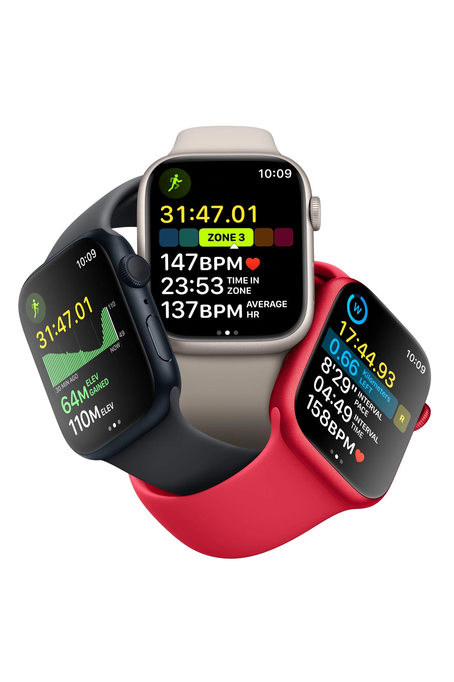 ساعة Apple Watch Series 8 مقاس 45 مم GPS + Cellular هيكل من الفولاذ المقاوم للصدأ باللون الذهبي مع حزام Starlight الرياضي