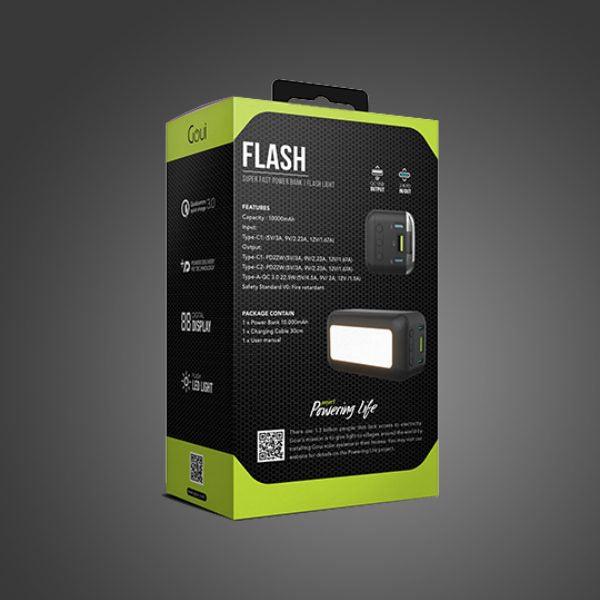 باور بانك Goui Flash Super Fast Power Bank بسعة 10000 مللي أمبير في الساعة | مصباح فلاش