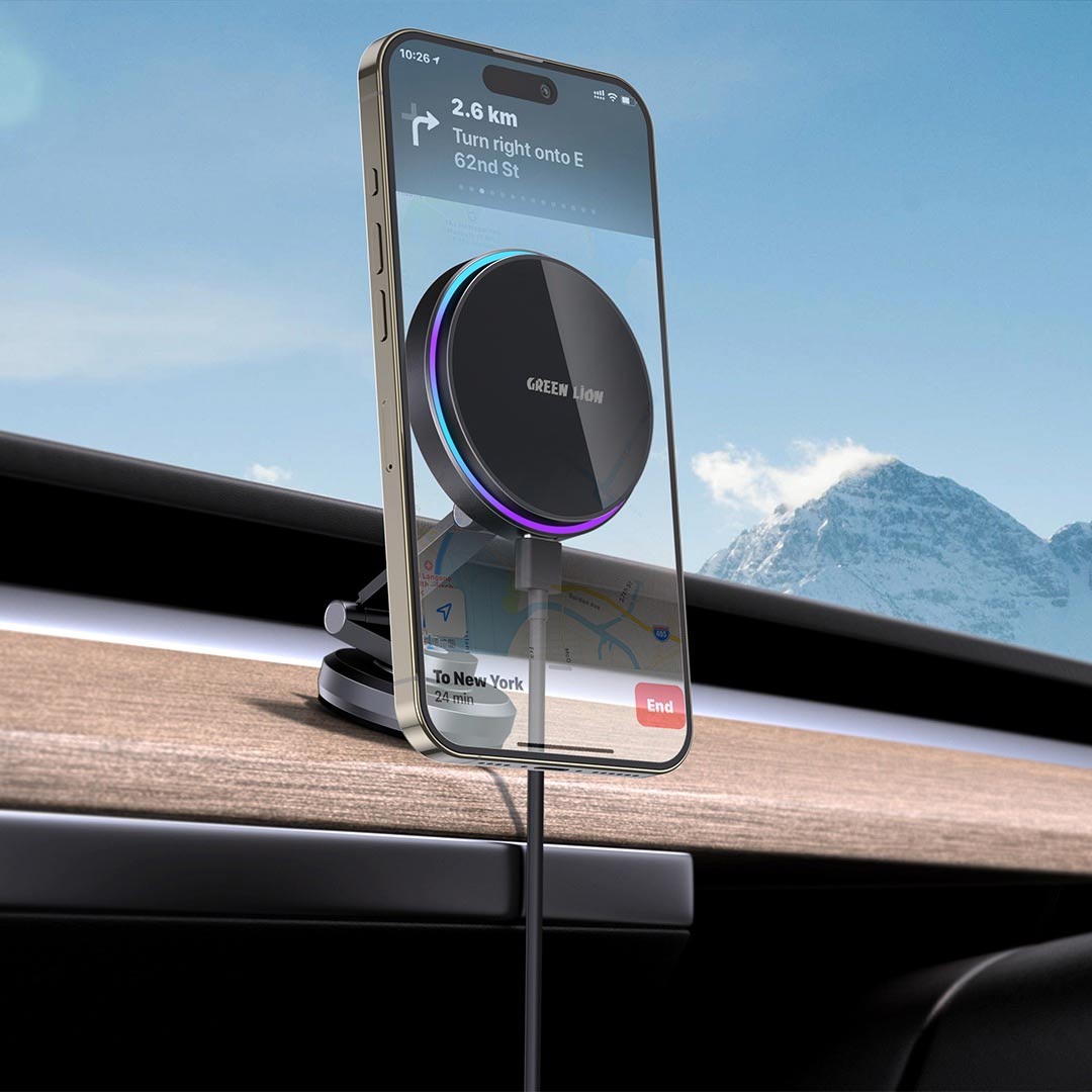 حامل شاحن السيارة ماجفيوز من جرين ليون - أسود