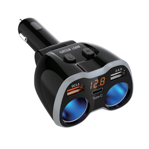 محول شاحن سيارة متعدد المنافذ من Green Lion