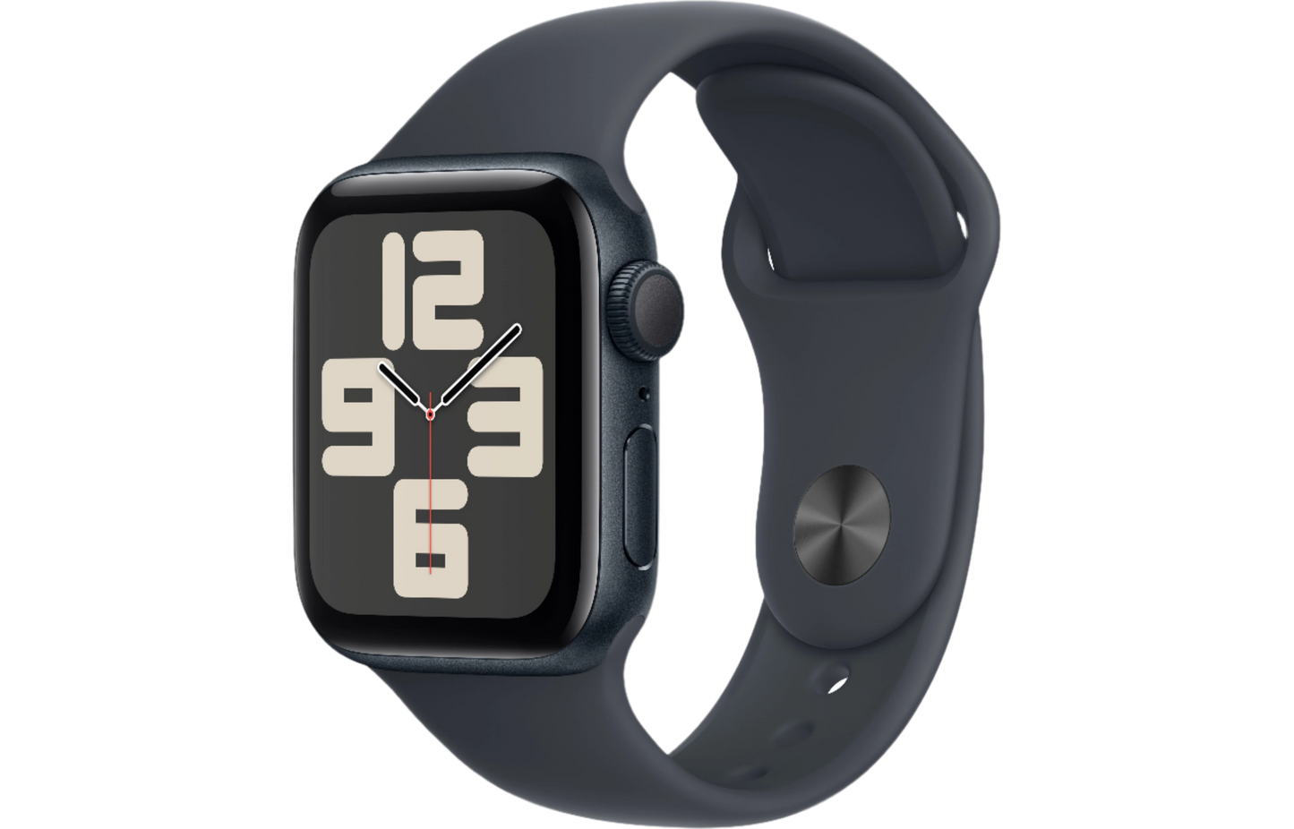 ساعة Apple Watch SE MR9Y3 GPS مقاس 40 مم (M/L) هيكل من الألومنيوم منتصف الليل مع حزام رياضي منتصف الليل