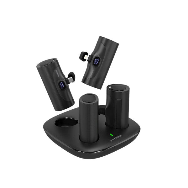 Porodo 5000mAh 4 Power Bank Station with Lightning Type-C integrated Connector