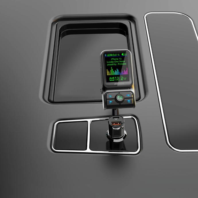 شاحن سيارة بمنفذين من Porodo وجهاز إرسال FM PD 36 وات وQC 18 وات - أسود