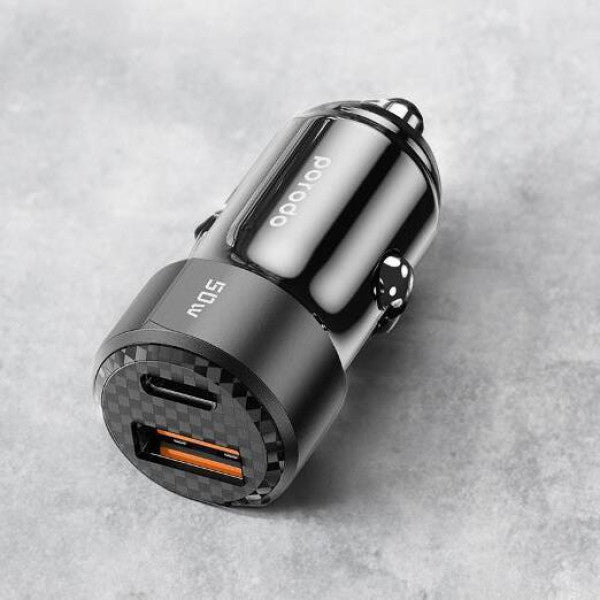 Porodo 50W Dual Port Car Charger PD 20W QC 30W with C to C Cable