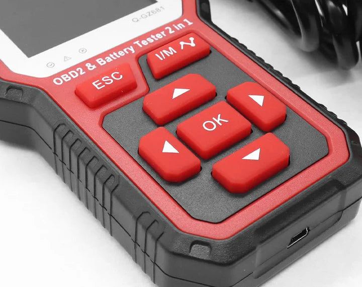 جهاز اختبار بطارية السيارة والدراجة النارية 6 فولت 12 فولت من Andowl / ماسح تشخيصي OBII Q-GZ681