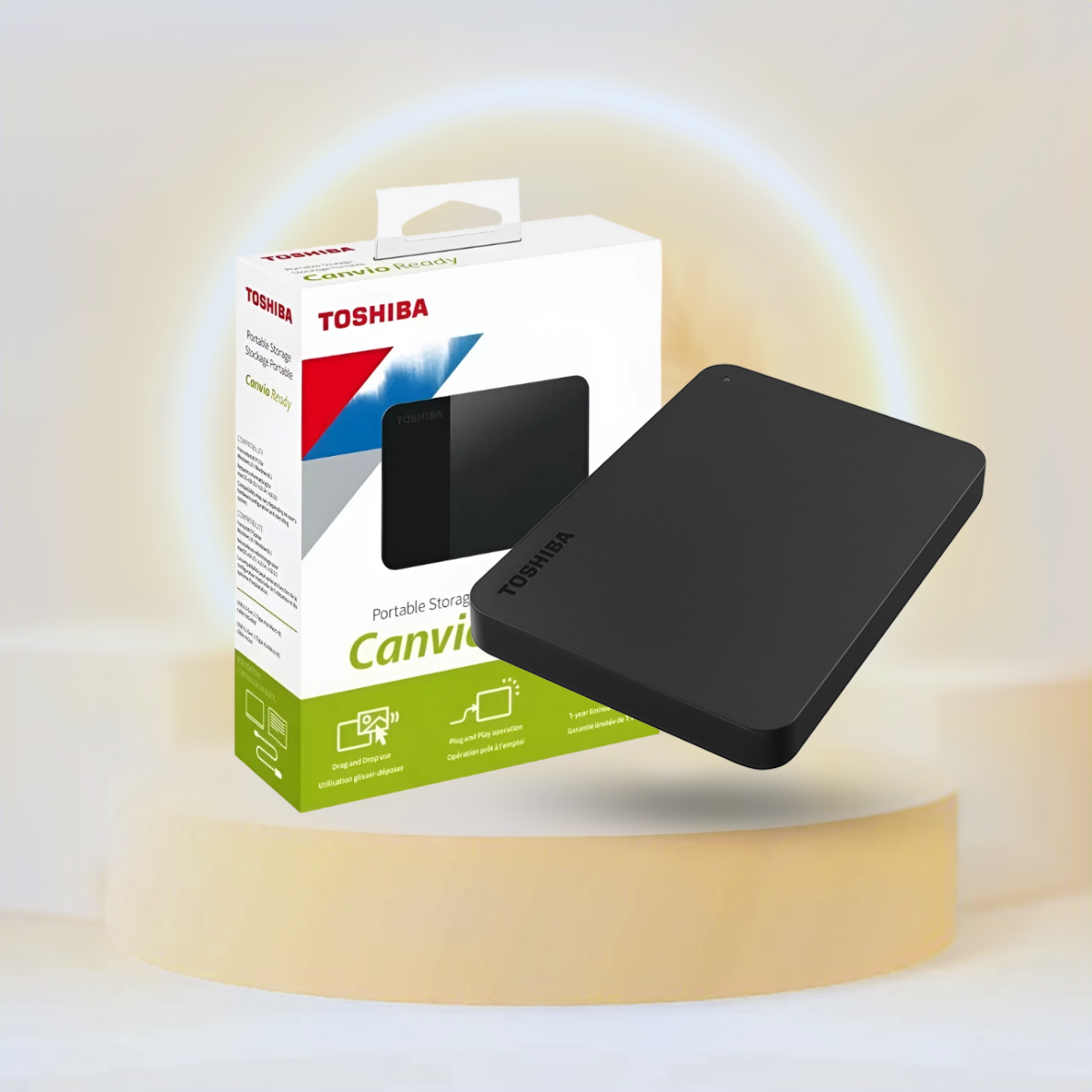 محرك أقراص صلبة خارجي محمول من Toshiba Canvio Basics بسعة 1 تيرابايت ومنفذ USB 3.2 Gen1