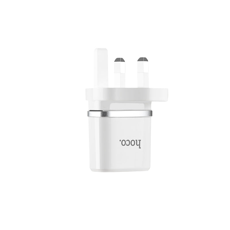 Hoco Wall charger “C12B Smart” UK plug dual USB charging adapter