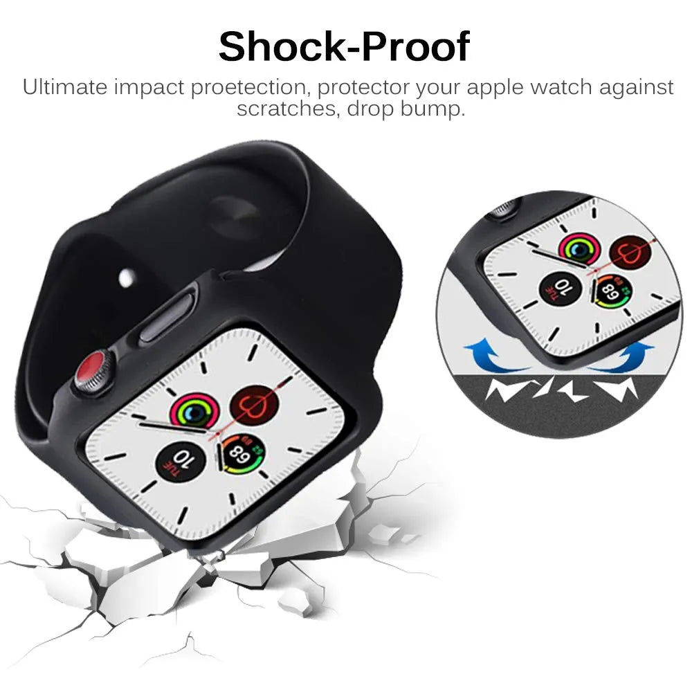 حافظة حماية شاشة لساعة Apple Watch Series 7 6 SE 5 4 3 44 مم 40 مم 45 مم Iwatch 42 مم 38 مم زجاج + غطاء Apple Watch