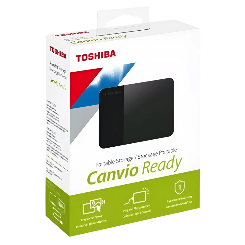 محرك أقراص صلبة خارجي محمول من Toshiba Canvio Basics بسعة 1 تيرابايت ومنفذ USB 3.2 Gen1