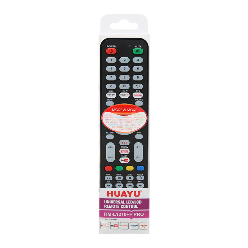جهاز التحكم عن بعد العالمي للتلفزيون HUAYU RM-L1210+F PRO لجميع العلامات التجارية للتلفزيون مع وظيفة Netflix وYouTube
