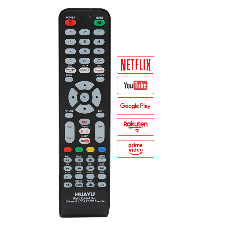 جهاز التحكم عن بعد العالمي للتلفزيون HUAYU RM-L1210+F PRO لجميع العلامات التجارية للتلفزيون مع وظيفة Netflix وYouTube