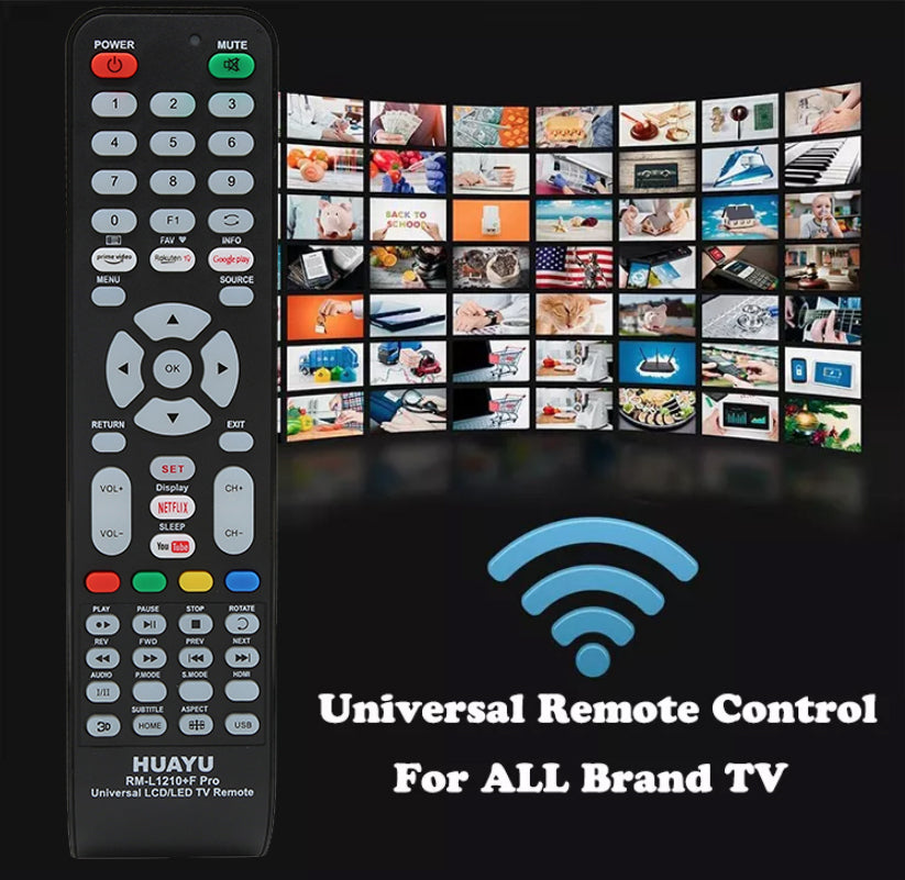 جهاز التحكم عن بعد العالمي للتلفزيون HUAYU RM-L1210+F PRO لجميع العلامات التجارية للتلفزيون مع وظيفة Netflix وYouTube