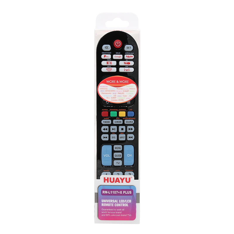 جهاز التحكم عن بعد العالمي للتلفزيون من HUAYU RM-L1107+X PLIS للاستخدام مع أجهزة Samsung وLG وSony وPhilips وSharp وPanasonic وTCL وToshiba