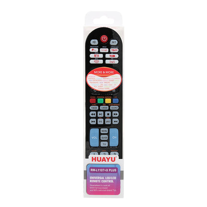 جهاز التحكم عن بعد العالمي للتلفزيون من HUAYU RM-L1107+X PLIS للاستخدام مع أجهزة Samsung وLG وSony وPhilips وSharp وPanasonic وTCL وToshiba