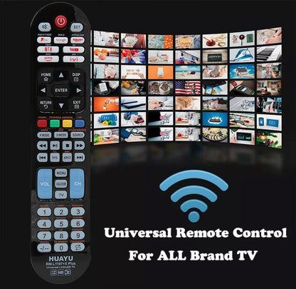 جهاز التحكم عن بعد العالمي للتلفزيون من HUAYU RM-L1107+X PLIS للاستخدام مع أجهزة Samsung وLG وSony وPhilips وSharp وPanasonic وTCL وToshiba