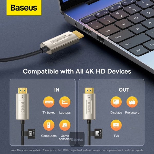 Baseus High Definition Series, Optic Fiber HDMI To HDMI 4K Adapter Cable 10M