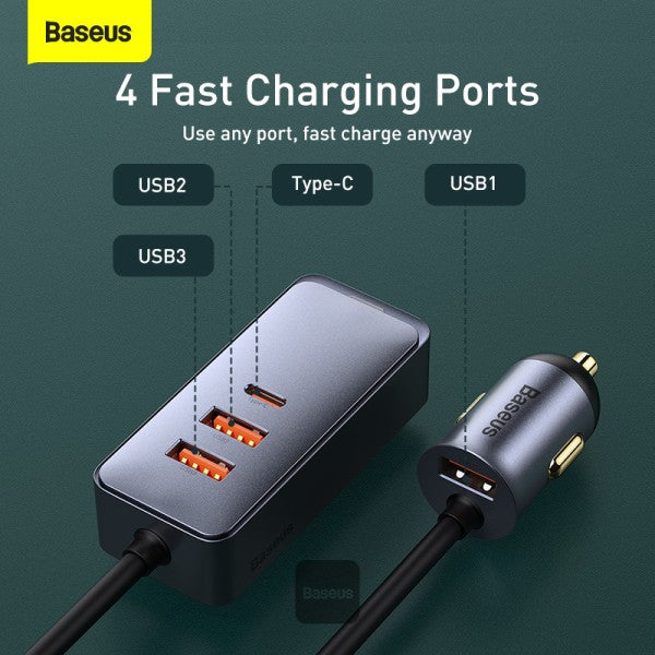 Baseus Share Together 3x USB / USB Type C car charger 120W PPS Quick Charge Power Delivery gray