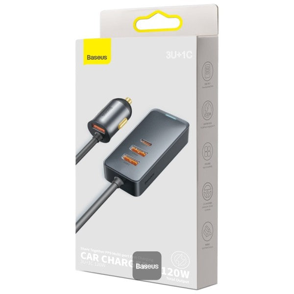 Baseus Share Together 3x USB / USB Type C car charger 120W PPS Quick Charge Power Delivery gray