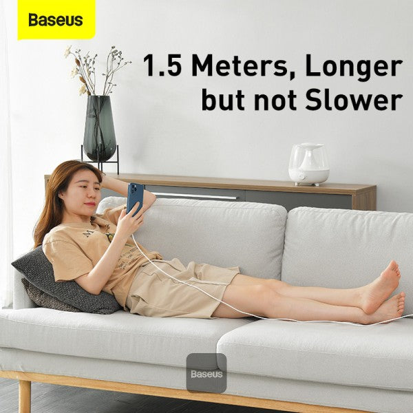 Baseus Type C Cable For iPhone 13 12 Pro Max 20W PD Fast Charge Type C to Lightning Cable For iPhone 8 Xr Charger Data Cable 1.5M White