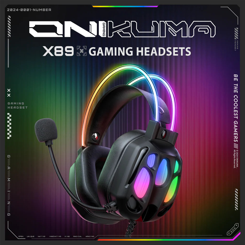 ONIKUMA X88 RGB Gaming Headset  360° Rotatable Mic & Comfortable Earmuffs