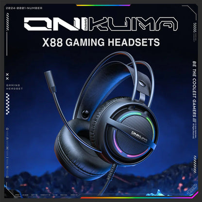 ONIKUMA X88 RGB Gaming Headset  360° Rotatable Mic & Comfortable Earmuffs