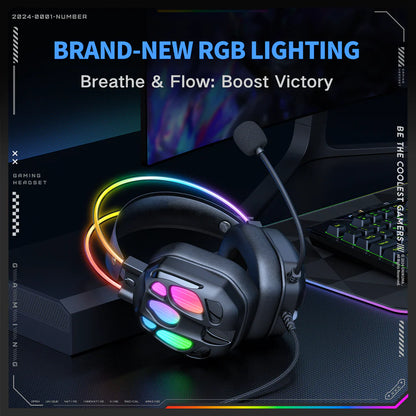 ONIKUMA X88 RGB Gaming Headset  360° Rotatable Mic & Comfortable Earmuffs