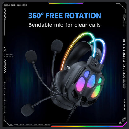 ONIKUMA X88 RGB Gaming Headset  360° Rotatable Mic & Comfortable Earmuffs