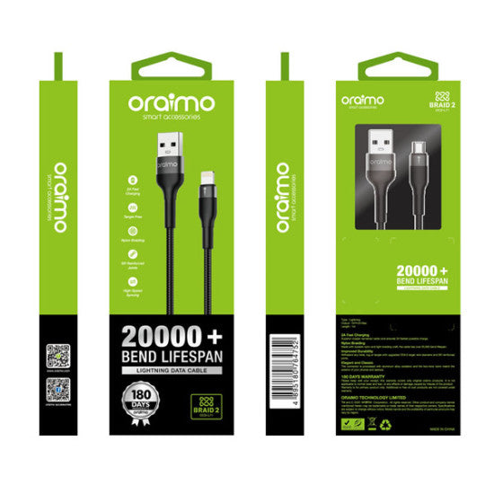 Oraimo OCD-L71 Braid 2 1M 5V2A Lightning Fast Charging Data Cable