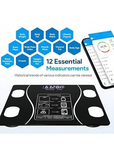 Digital Weighing Scale with Bluetooth Body Fat for Human Body Weight Smart LED Scales Weight
