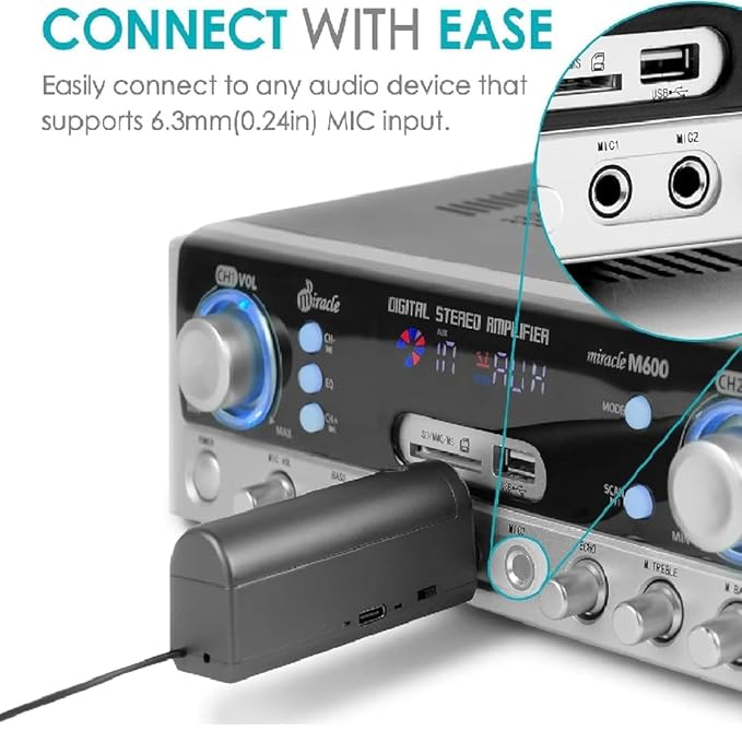 Dual Wireless Microphone with Rechargeable Receiver