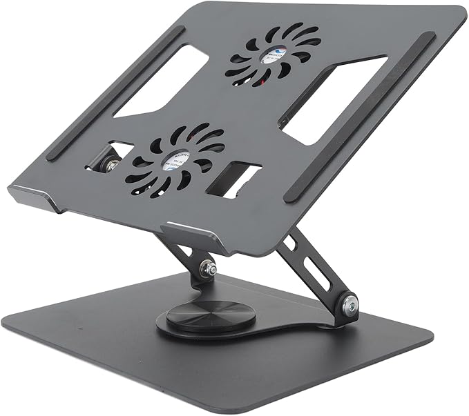 Laptop Stand, Aluminum Laptop Holder Stand for Desk, Stepless Cooling Fan