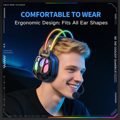ONIKUMA X88 RGB Gaming Headset  360° Rotatable Mic & Comfortable Earmuffs