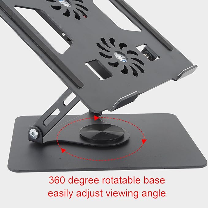 Laptop Stand, Aluminum Laptop Holder Stand for Desk, Stepless Cooling Fan