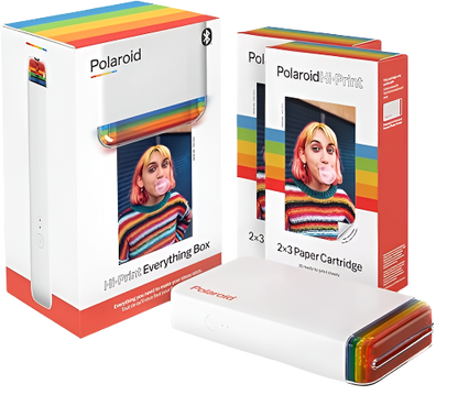 Polaroid Hi-Print 2x3 Pocket Photo Printer and Paper Bundle (40 Sheets) - Everything Box (White)