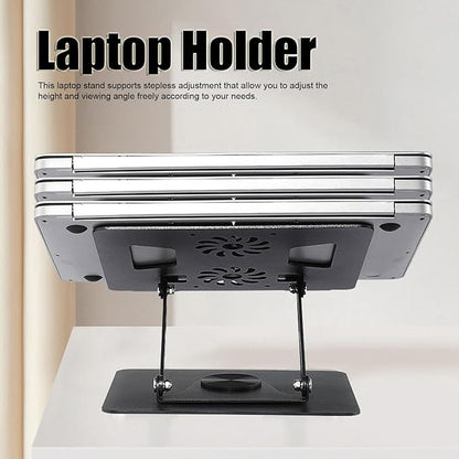 Laptop Stand, Aluminum Laptop Holder Stand for Desk, Stepless Cooling Fan