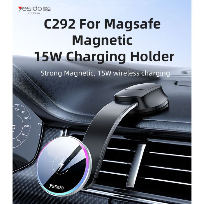 Yesido C292 15W Magnetic Suction Wireless Charging Car Holder