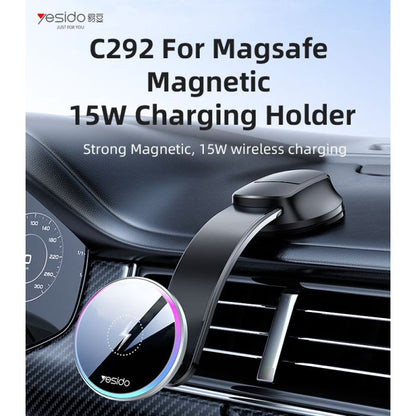 Yesido C292 15W Magnetic Suction Wireless Charging Car Holder