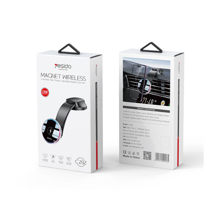 Yesido C292 15W Magnetic Suction Wireless Charging Car Holder