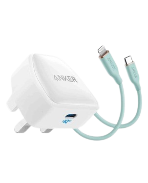 Anker PowerPort III Nano Mobile Charger / 20W / Fast Charging / USB-C / A2633V22 - White + Anker Powerline III Flow USB-C With Lightning Cable 6ft A8663H61
